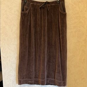 J Jill Brown Velour Midi Skirt Size Petite L